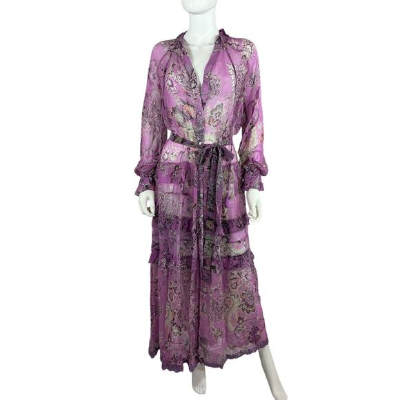 Hemant And Nandita Sheer Orchid Mavi Kaftan Dress Size S NWT - Picture 2 of 7